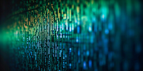 an abstract blue and green blurred background of code,