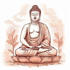 Buddha Meditating Drawing