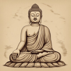 Buddha Meditating Drawing