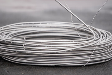 Thick aluminum wire for grounding buildings. Grounding wire to protect the building structure from short circuit.