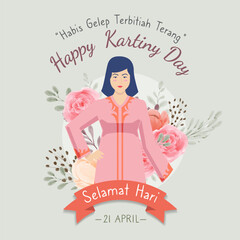 Kartini Day with natural design on gray background