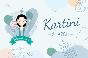Kartini Day with natural design on the blue background
