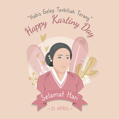 Kartini Day with natural design on pink background