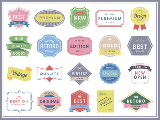 レトロな西洋フレームとラベルのセット