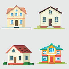 simple cartoon style modern front side house vector illustration