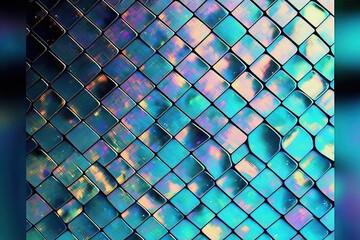 Abstract trendy rainbow holographic background. Iridescent colorful geneartive texture
