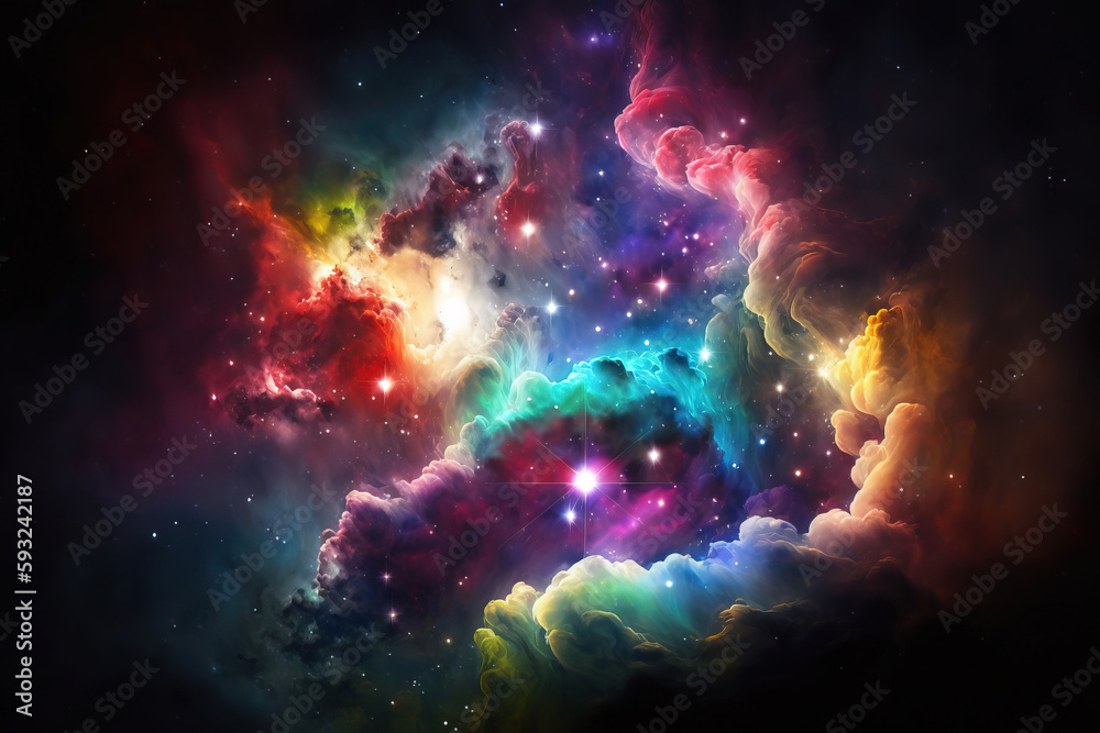 Canvas Prints colorful nebula with stars. fantasy galaxy generative ai background