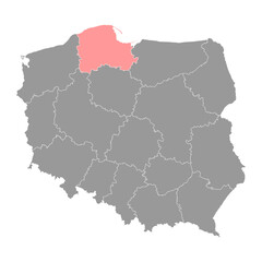 Pomeranian Voivodeship map, province of Poland. Vector illustration.