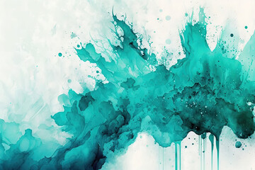Turquoise watercolor aquarelle abstract background. Ai generative illusration