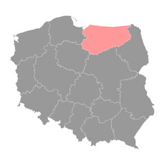 Warmian Masurian Voivodeship map, province of Poland. Vector illustration.