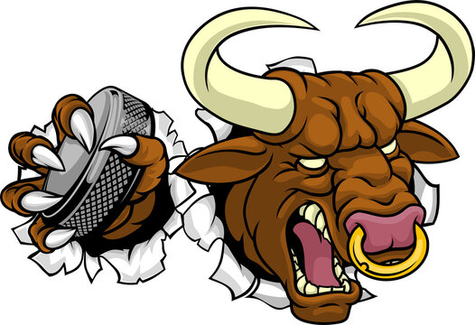 Bull Minotaur Longhorn Cow Ice Hockey Mascot
