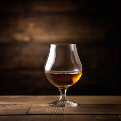 Glass Of Whisky On Wooden Rustic Table