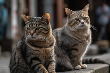 Obraz premium Cat Pack On The Street