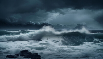 Stormy sea , storm ocean , created with generative IA Technology, generative IA, IA, Generative  created with generative IA Technology, generative IA, IA, Generative 