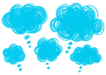 手書き風のふわふわざらざらした雲形吹き出しセット