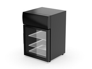 Blank Promotional  Portable Mini Glass Door Beverage Display Fridge Refrigerator Cooler with Graphic Light box, 3d illustration. 