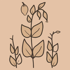 Wall art vector. Foliage line art drawing with abstract shape. Abstract Plant Art design for print, cover, wallpaper, Minimal and natural wall art. Vector illustration.