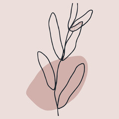 Wall art vector. Foliage line art drawing with abstract shape. Abstract Plant Art design for print, cover, wallpaper, Minimal and natural wall art. Vector illustration.