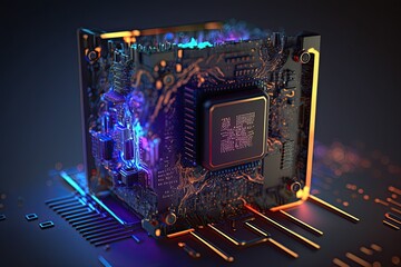 Electronic Circuit Board futuristic technology background. Digital Modern Electronic. Generative AI