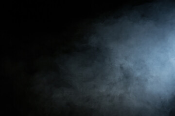 Smoke on black background, selective focus, texture