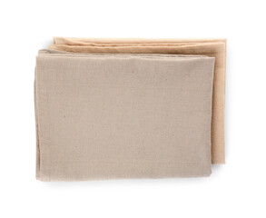 New folded napkins on white background