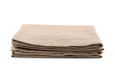 Folded fabric napkins isolated on white background