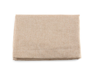 Folded fabric napkin on white background