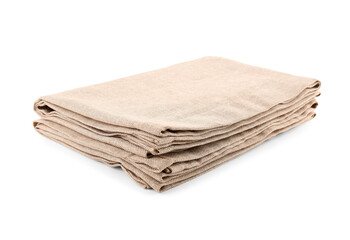 Folded fabric napkins isolated on white background