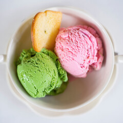 Ice cream cones on white background