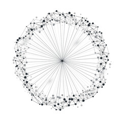 Abstract Cloud Computing and Global Network Connections Concept Design with Transparent Geometric Mesh Structure, Wireframe Ring 