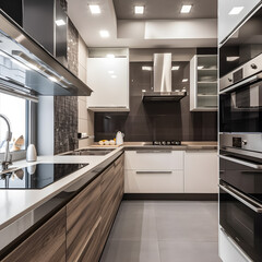 Modern kitchen interior, design. Illustration. Ai generation.