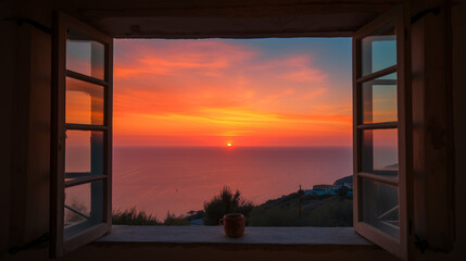 Gorgeous Sunset View from House Overlooking the Sea - Serene and Breathtaking Coastal Scenery
