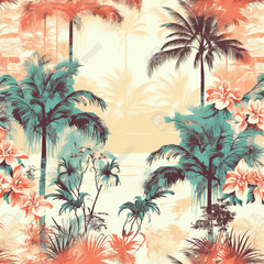 Fototapeta na wymiar Floral pattern hawaii inspired 