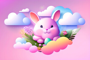 Easter card with bunny rabbit head