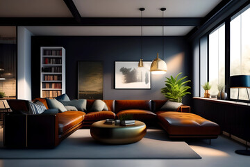  Living room loft in industrial style
