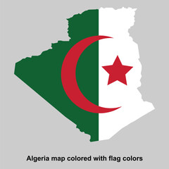 Algeria map colored with flag colors isolated vector illustration