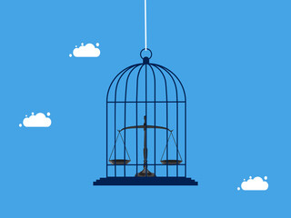 Equality. Scale stuck in the birdcage. business concept vector