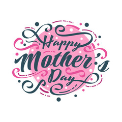 Fototapeta na wymiar Happy Mother's Day Lettering with Colorful Doodle Style. Can be Used for Greeting Card, Poster, Banner, or T Shirt Design