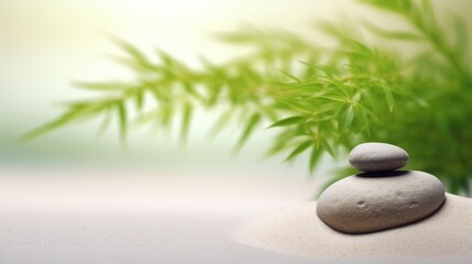 Obraz na płótnie Canvas Japanese Zen garden background with space for copy. Generative AI