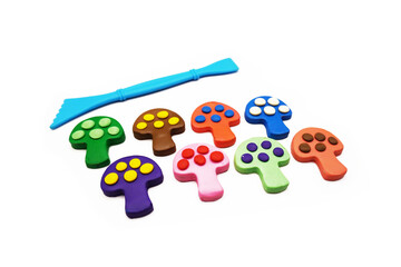 modeling clay, clay, kid, art, colors, craft tool, molds, mushroom, group, red, yellow, green, blue, pink, brown, purple, Education, artist