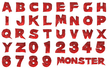 Monster red Horror alphabet - 3D Illustration