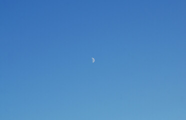 Moon in the blue sky, planet, satellite of the earth, background.