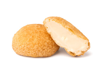 Delicious choux pastry on white background