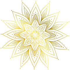 Lotus mandala ornament with gold color, vesak day vector illustration