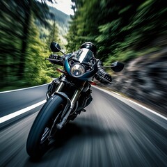 Fototapeta premium Road to mountain motorcycles
