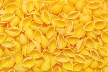 Raw conchiglie pasta as background