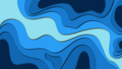 abstract blue background waves paper cut trendy 