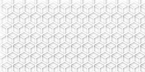 Abstract background with hexagons and geometric pattern in honeycombs design in illustration . Modern and seamless pattern in design with hexagonal molecular structures in technology background