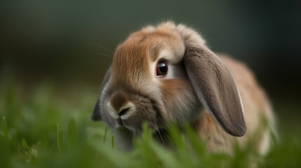 Holland Lop - Adorable and cuddly bunny in the grass