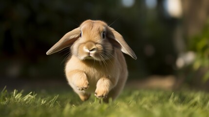 Holland Lop - Playful bunny hopping in the garden